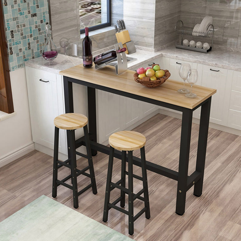 Industrial Rectangle Wood Counter Table 3/4 Pieces Bar Table Set for Cafe