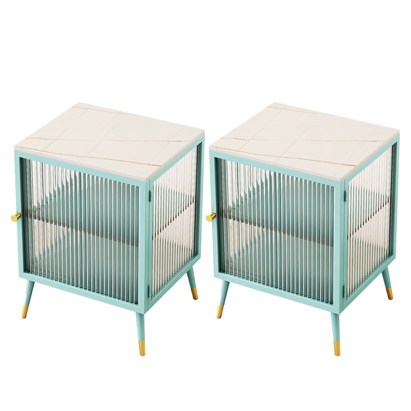 Contemporary Bedside Cabinet Metal Accent Table Nightstand with Door