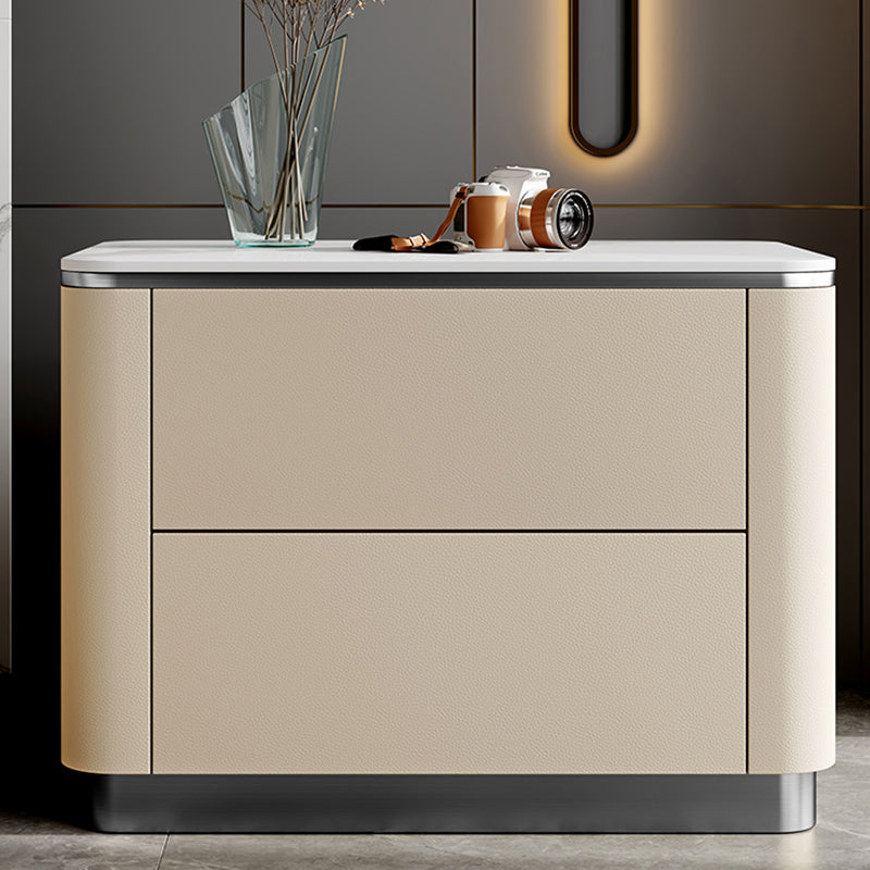 Stone Bedside Cabinet Classic Glam Bed Nightstand for Bedroom