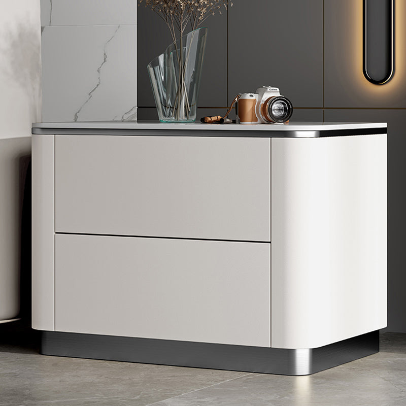 Stone Bedside Cabinet Classic Glam Bed Nightstand for Bedroom