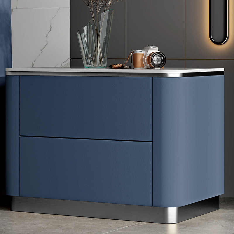 Stone Bedside Cabinet Classic Glam Bed Nightstand for Bedroom