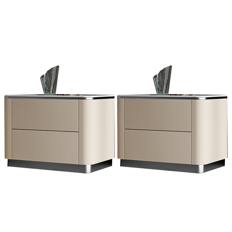 Stone Bedside Cabinet Classic Glam Bed Nightstand for Bedroom