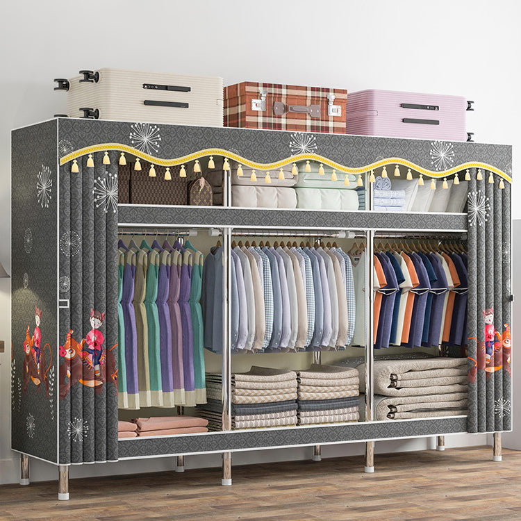 Freestanding Metal Frame Wardrobe Modern Removable Wardrobe with Legs