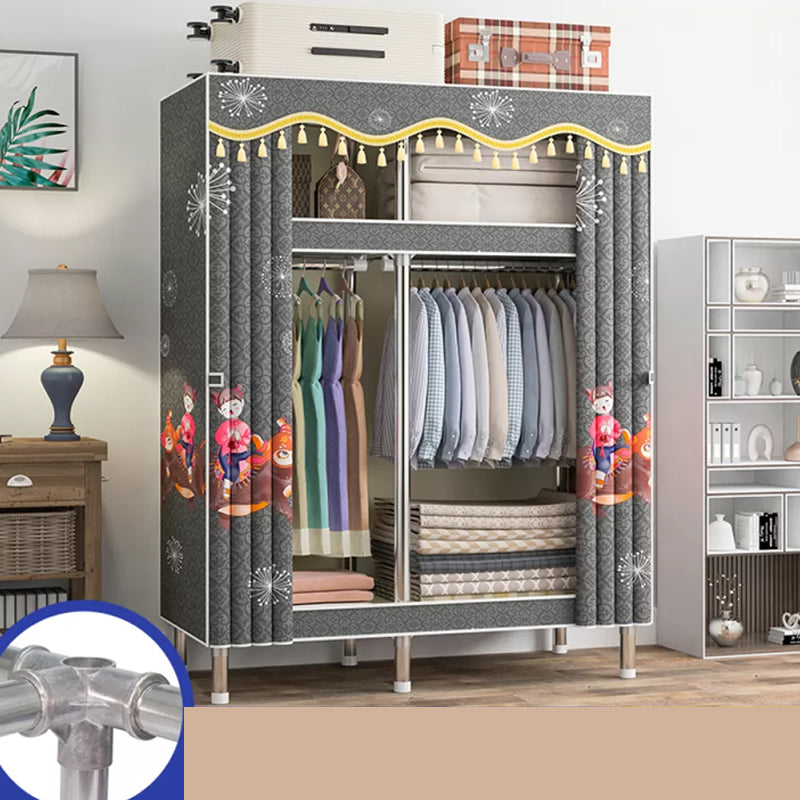 Freestanding Metal Frame Wardrobe Modern Removable Wardrobe with Legs