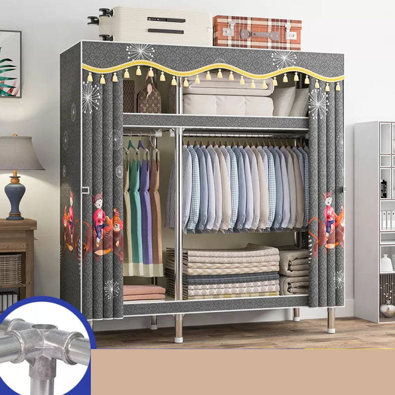 Freestanding Metal Frame Wardrobe Modern Removable Wardrobe with Legs