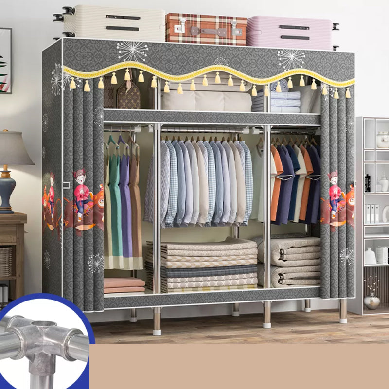 Freestanding Metal Frame Wardrobe Modern Removable Wardrobe with Legs