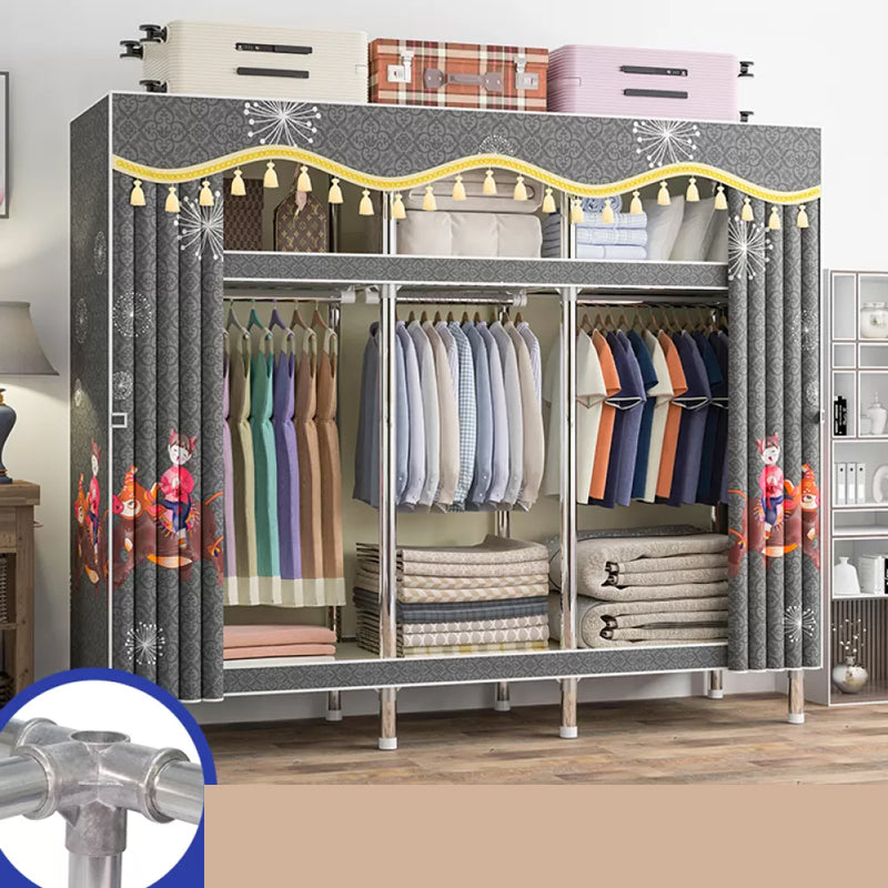 Freestanding Metal Frame Wardrobe Modern Removable Wardrobe with Legs