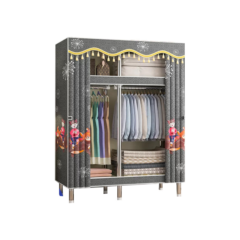 Freestanding Metal Frame Wardrobe Modern Removable Wardrobe with Legs