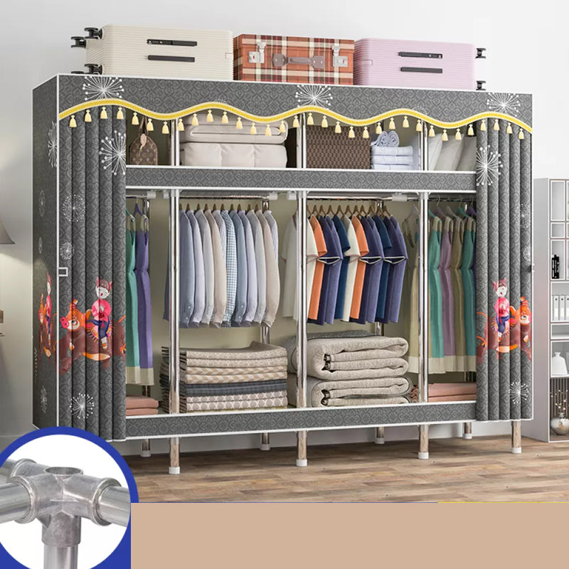 Freestanding Metal Frame Wardrobe Modern Removable Wardrobe with Legs