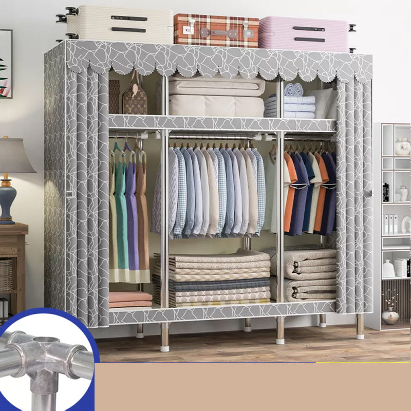 Freestanding Metal Frame Wardrobe Modern Removable Wardrobe with Legs