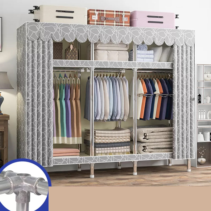 Freestanding Metal Frame Wardrobe Modern Removable Wardrobe with Legs