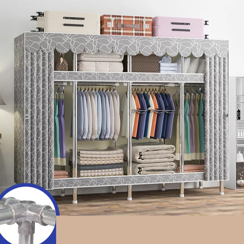 Freestanding Metal Frame Wardrobe Modern Removable Wardrobe with Legs