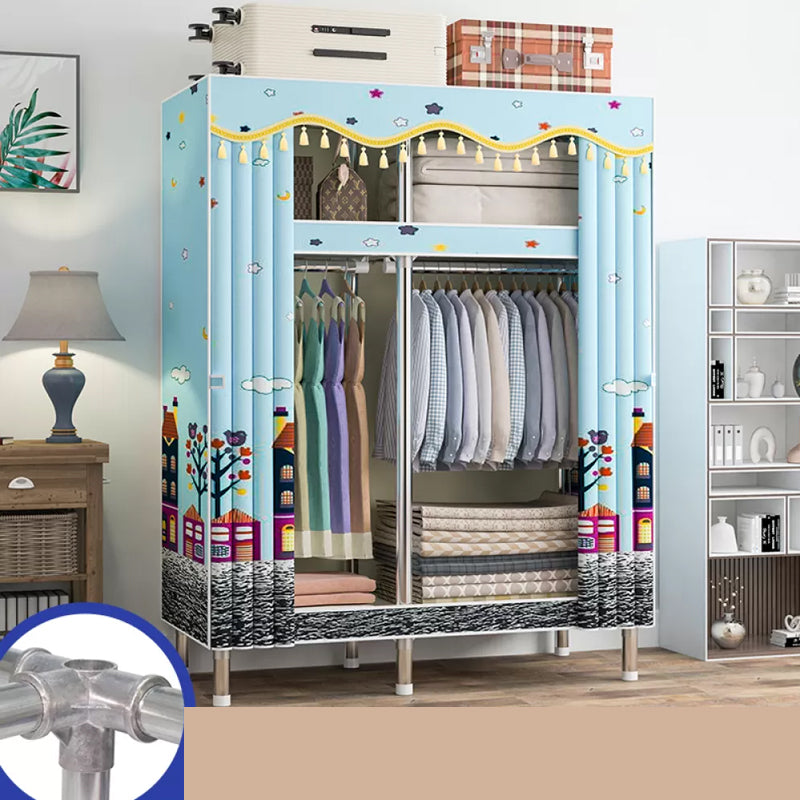 Freestanding Metal Frame Wardrobe Modern Removable Wardrobe with Legs