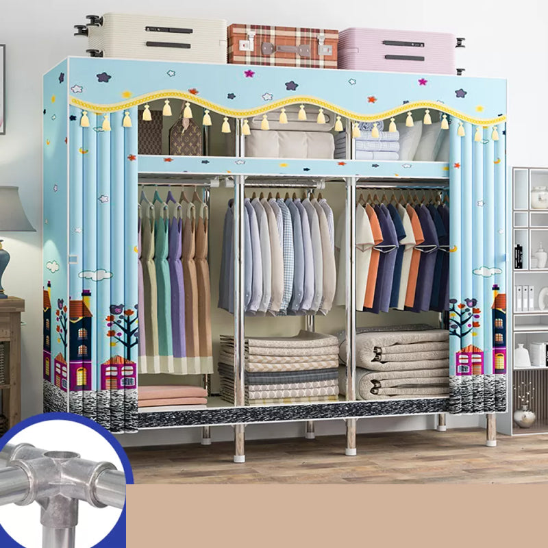 Freestanding Metal Frame Wardrobe Modern Removable Wardrobe with Legs