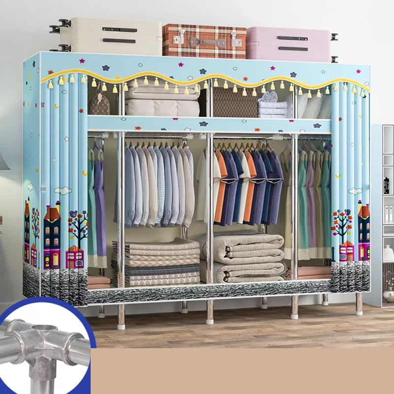 Freestanding Metal Frame Wardrobe Modern Removable Wardrobe with Legs