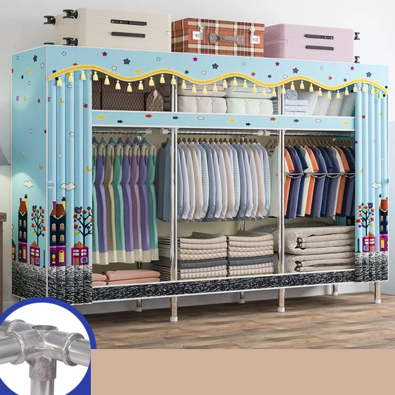 Freestanding Metal Frame Wardrobe Modern Removable Wardrobe with Legs