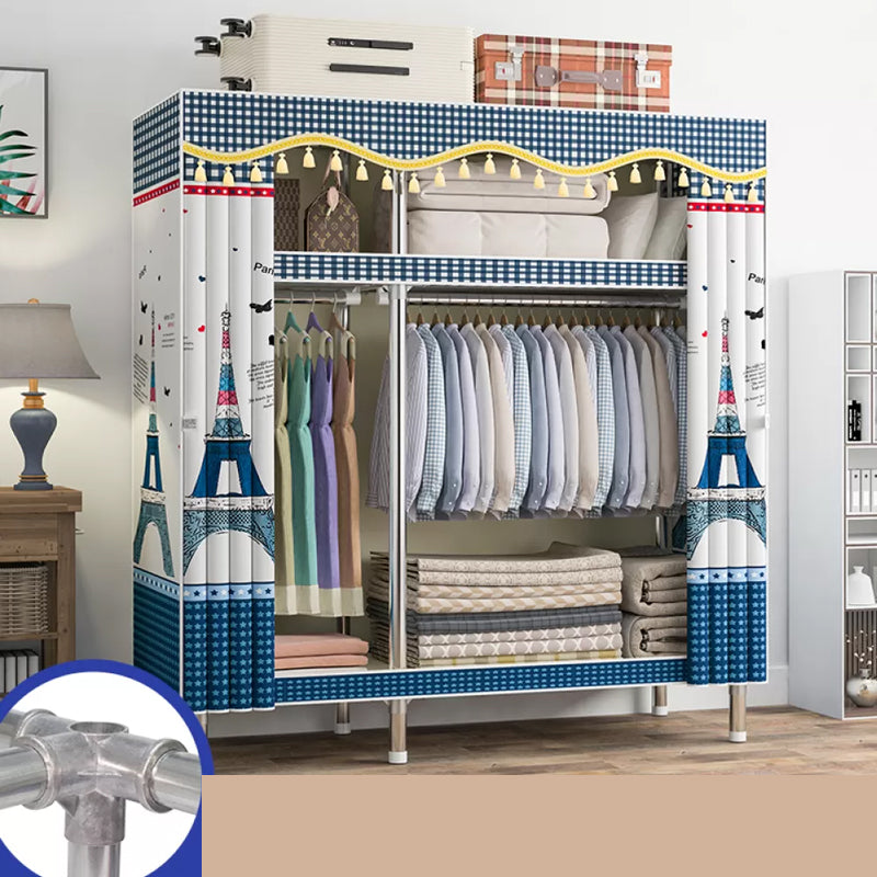Freestanding Metal Frame Wardrobe Modern Removable Wardrobe with Legs