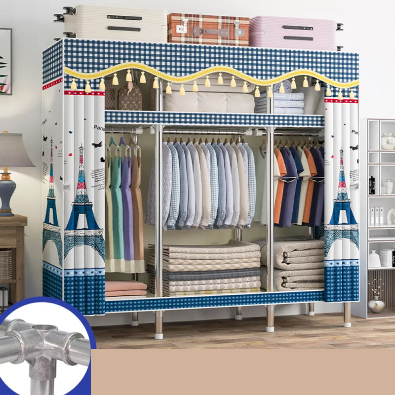 Freestanding Metal Frame Wardrobe Modern Removable Wardrobe with Legs