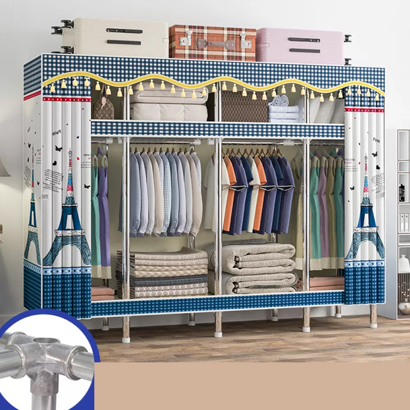 Freestanding Metal Frame Wardrobe Modern Removable Wardrobe with Legs