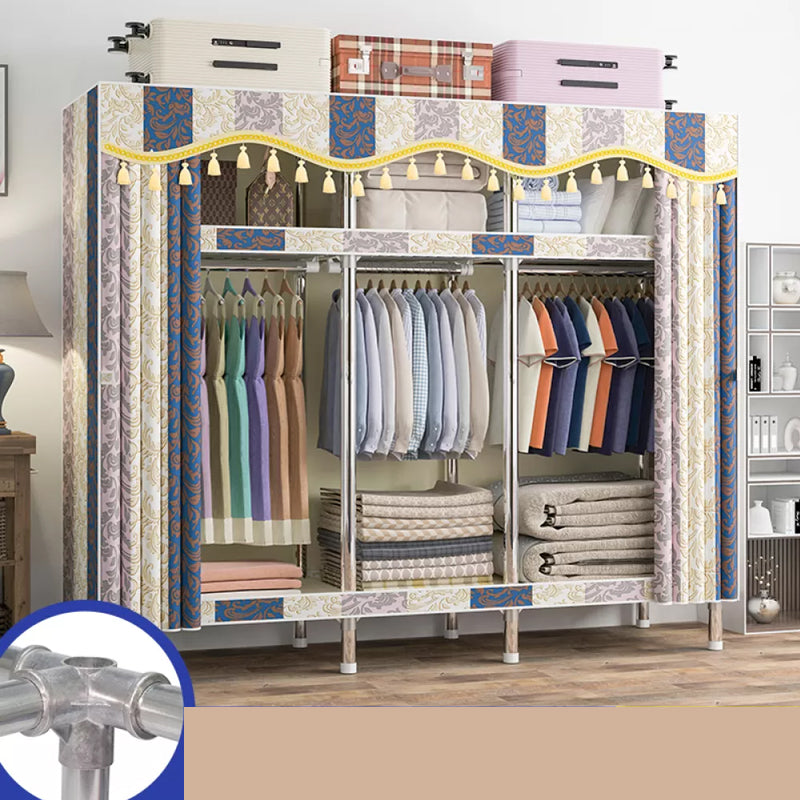 Freestanding Metal Frame Wardrobe Modern Removable Wardrobe with Legs