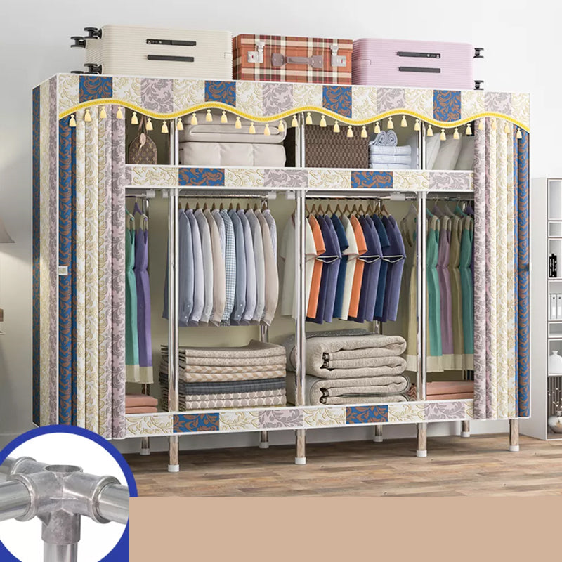 Freestanding Metal Frame Wardrobe Modern Removable Wardrobe with Legs