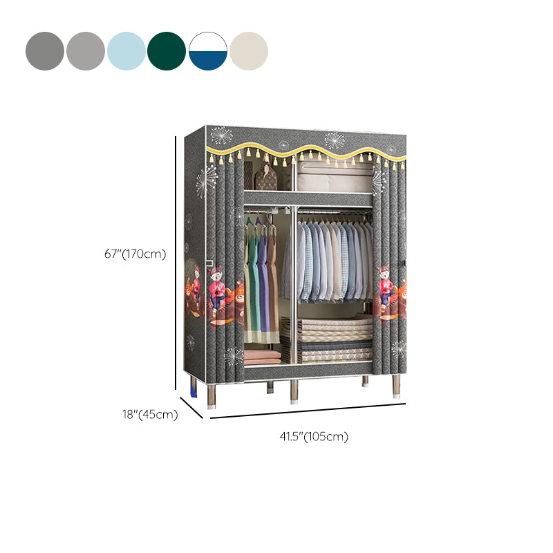 Freestanding Metal Frame Wardrobe Modern Removable Wardrobe with Legs