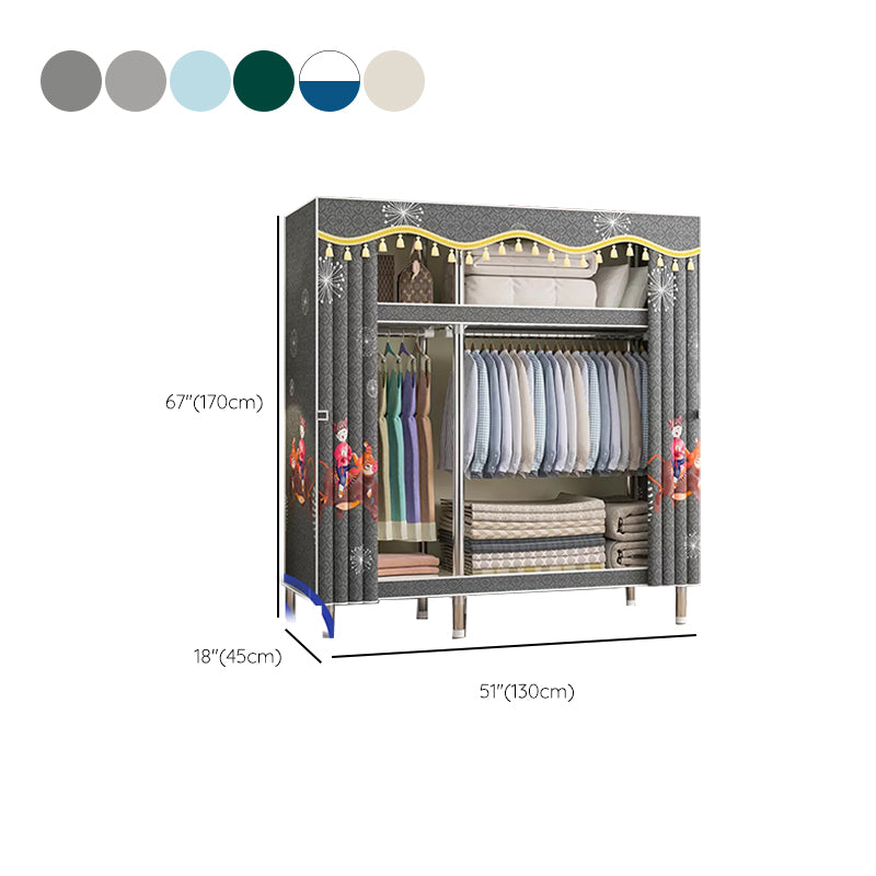 Freestanding Metal Frame Wardrobe Modern Removable Wardrobe with Legs