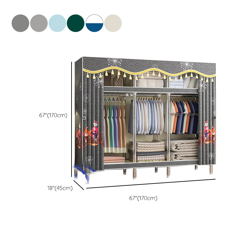 Freestanding Metal Frame Wardrobe Modern Removable Wardrobe with Legs