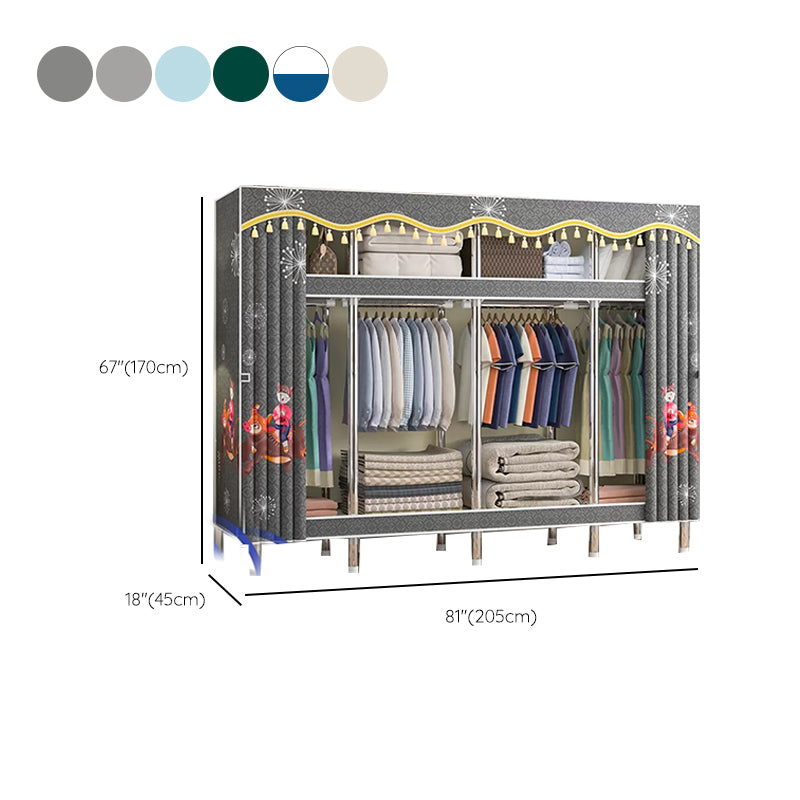 Freestanding Metal Frame Wardrobe Modern Removable Wardrobe with Legs