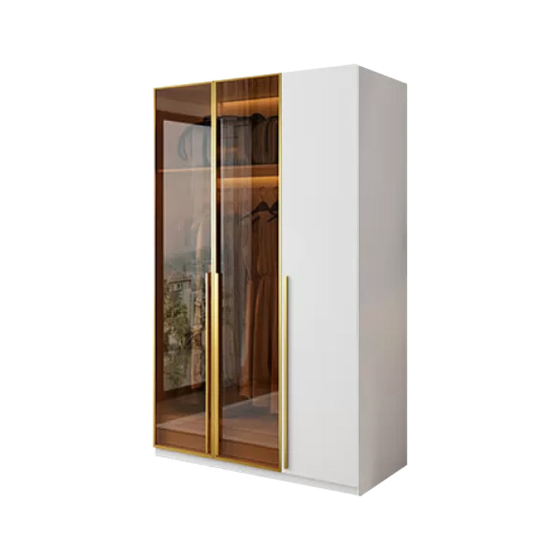 Modern Freestanding Wardrobe Wood Frame Wardrobe with Tempered Glass Doors