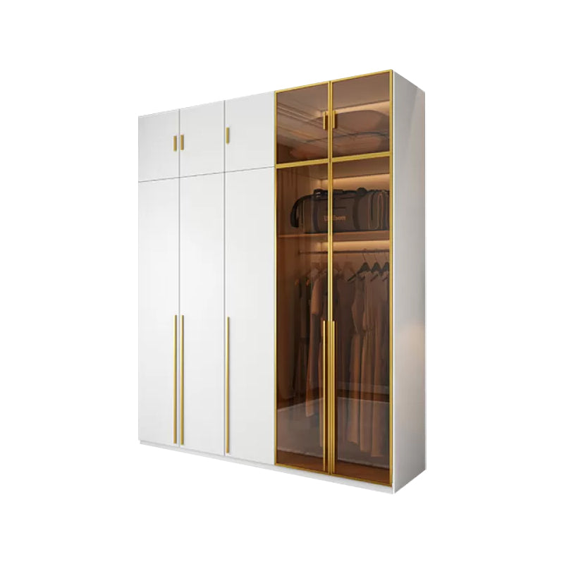 Modern Freestanding Wardrobe Wood Frame Wardrobe with Tempered Glass Doors