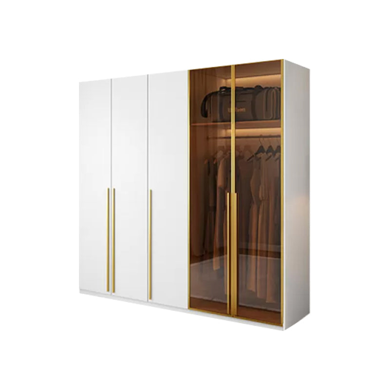 Modern Freestanding Wardrobe Wood Frame Wardrobe with Tempered Glass Doors
