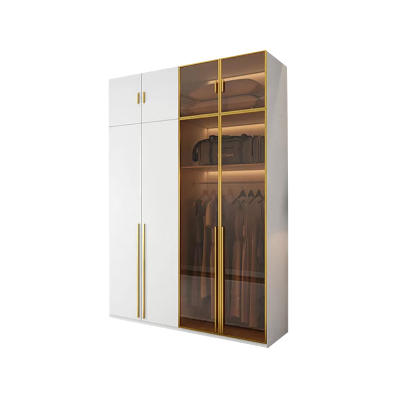 Modern Freestanding Wardrobe Wood Frame Wardrobe with Tempered Glass Doors