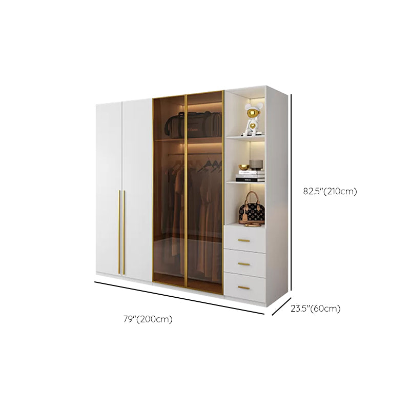 Modern Freestanding Wardrobe Wood Frame Wardrobe with Tempered Glass Doors