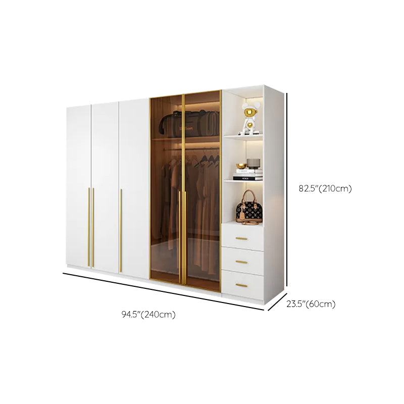 Modern Freestanding Wardrobe Wood Frame Wardrobe with Tempered Glass Doors
