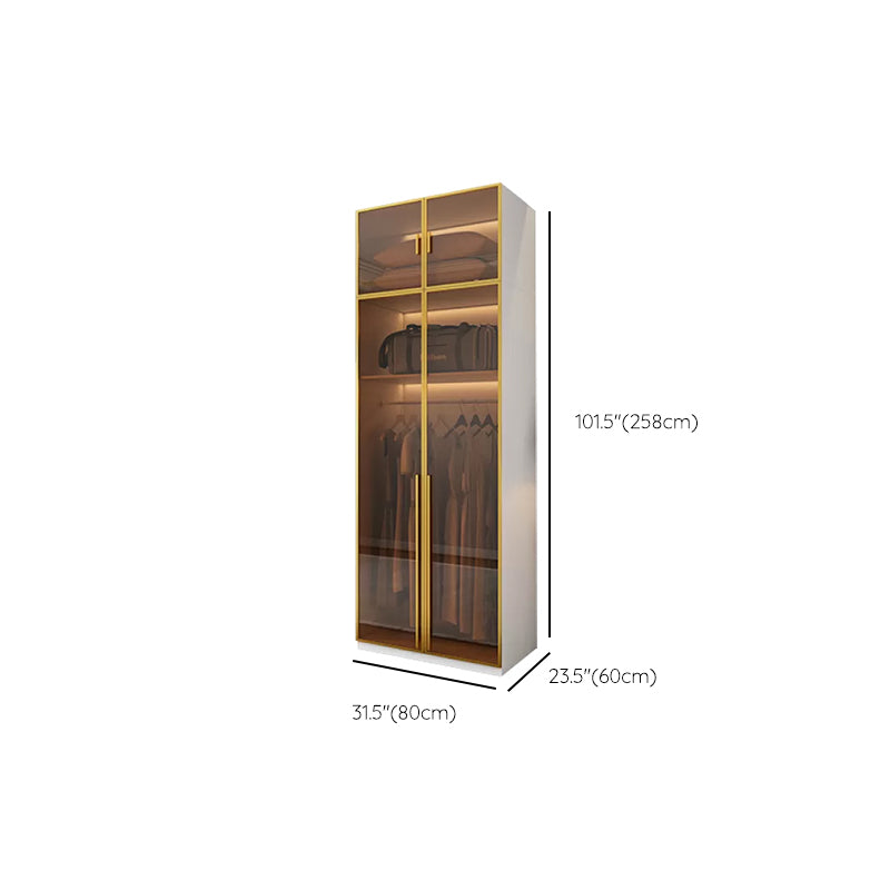 Modern Freestanding Wardrobe Wood Frame Wardrobe with Tempered Glass Doors