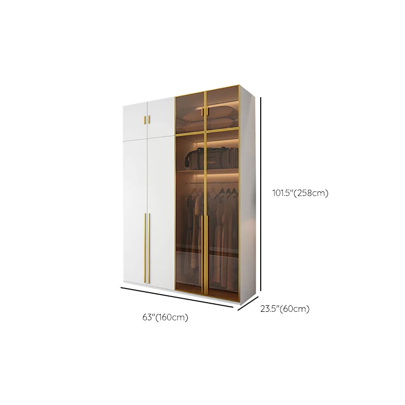 Modern Freestanding Wardrobe Wood Frame Wardrobe with Tempered Glass Doors