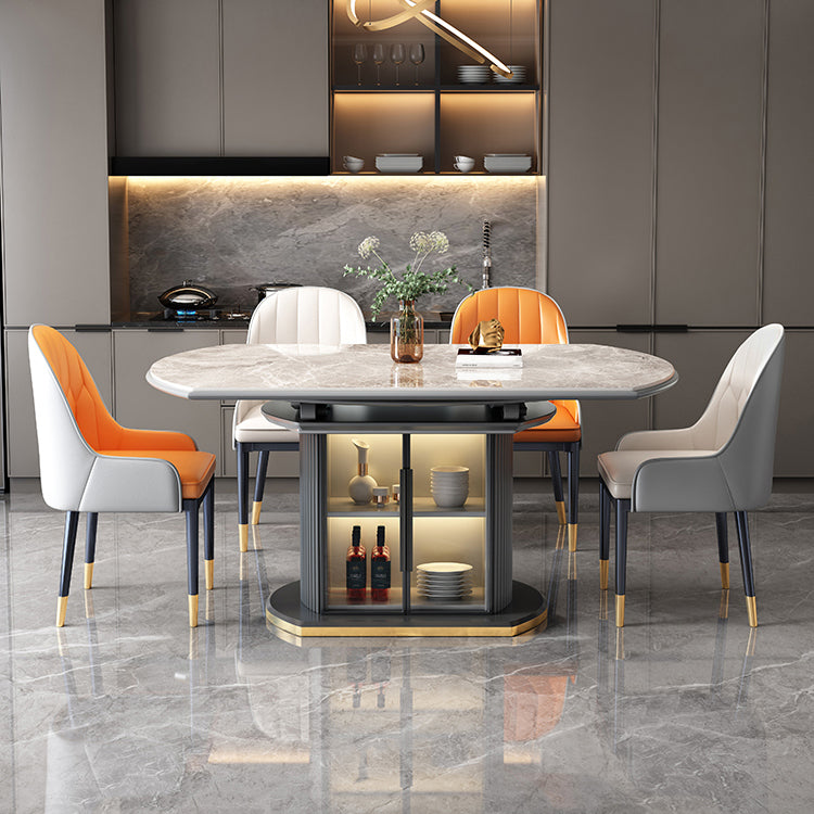 Modern Stone Foldable Dining Table with Lockers for Dining Room