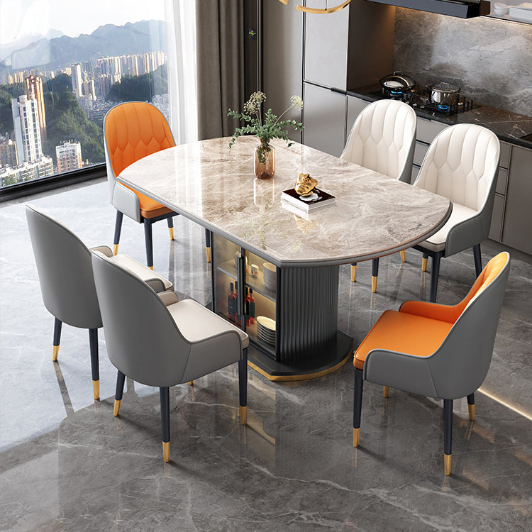 Modern Stone Foldable Dining Table with Lockers for Dining Room