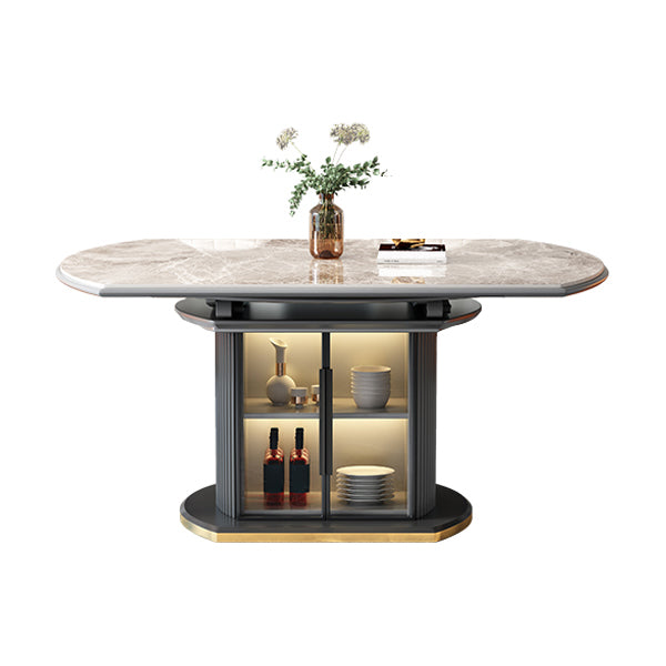 Modern Stone Foldable Dining Table with Lockers for Dining Room