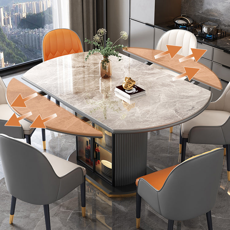 Modern Stone Foldable Dining Table with Lockers for Dining Room