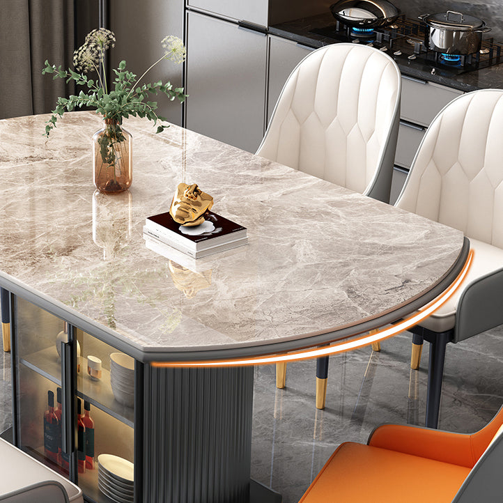 Modern Stone Foldable Dining Table with Lockers for Dining Room