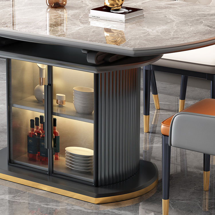 Modern Stone Foldable Dining Table with Lockers for Dining Room
