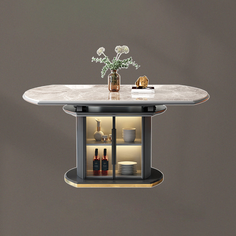 Modern Stone Foldable Dining Table with Lockers for Dining Room