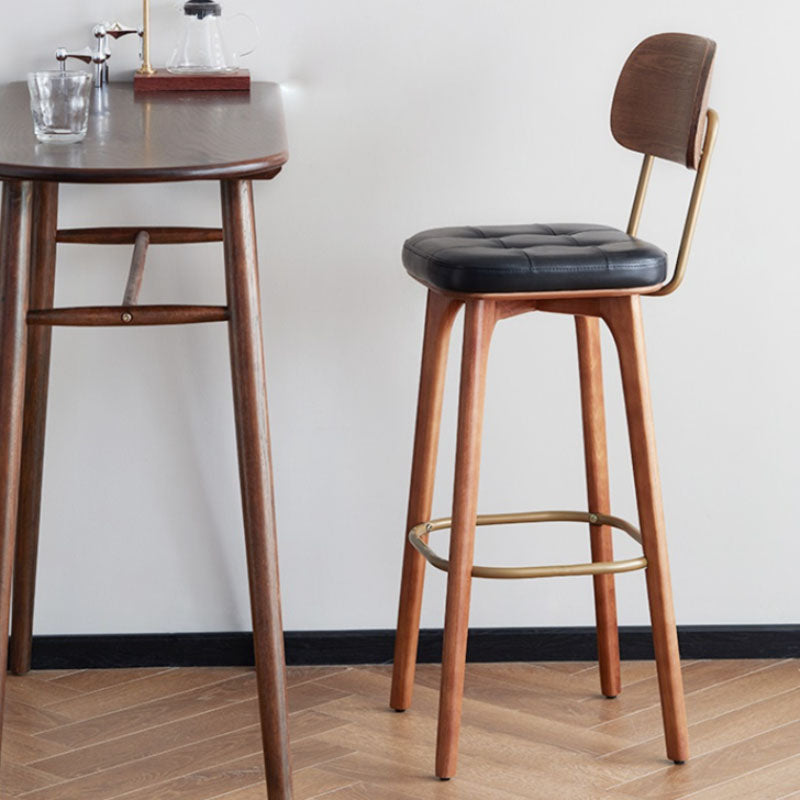 Industrial Style Wood Counter Chair Footrest Counter Stool for Living Room