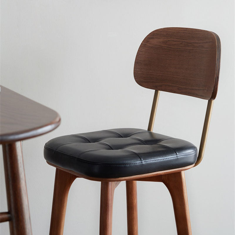Industrial Style Wood Counter Chair Footrest Counter Stool for Living Room