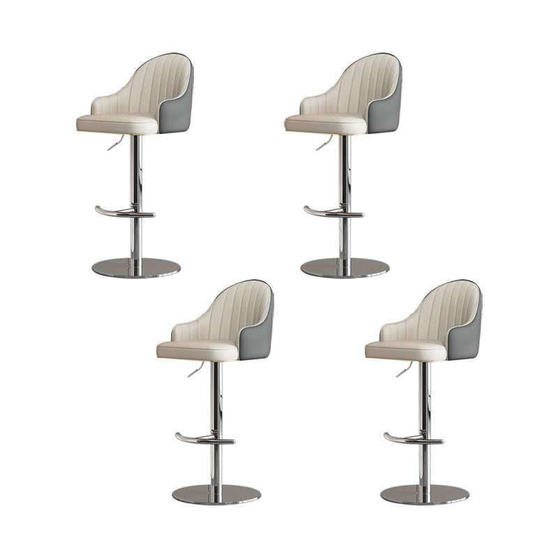 Swivel Adjustable Height Patio Bar Stool Upholstered Indoor Bar Stool with Chrome Base