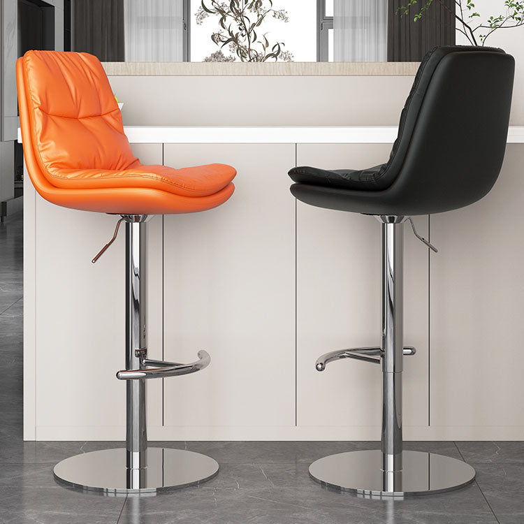 Upholstered Bar Stools Swivel Adjustable Height Bar Stool with Chrome Base