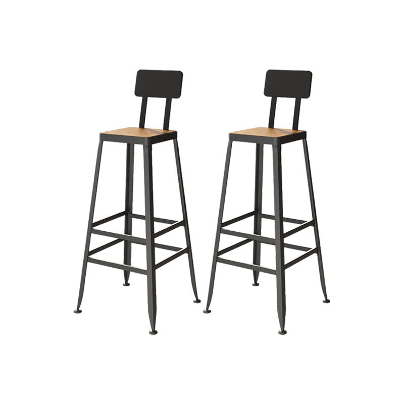 Industrial Metal Bar Stool Low Back Bar Stool with Black Base