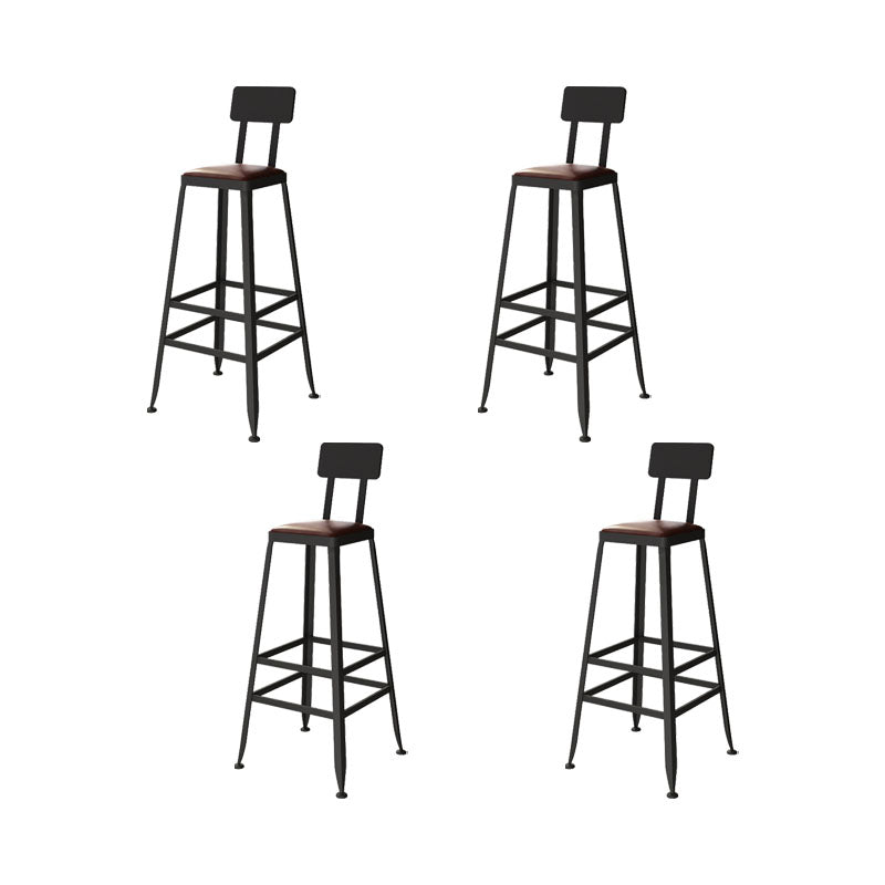 Industrial Metal Bar Stool Low Back Bar Stool with Black Base